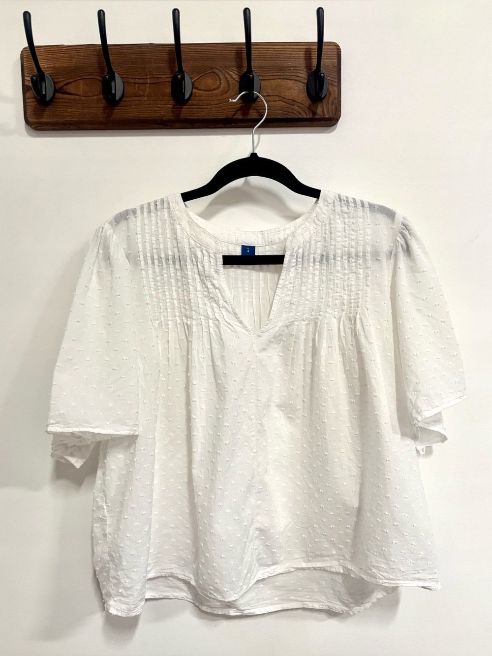 Old Navy Swiss Dot Pintuck Cotton Blouse